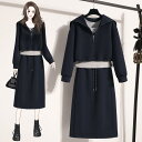 大きいサイズ レディース ぽっちゃり 春物 春服 スクール風 プレッピー ネイビー 紺色 スウェット トレーナー スカート 3点セット 着痩せ 細見え 洋梨体型カバー スタイルアップ コーデ