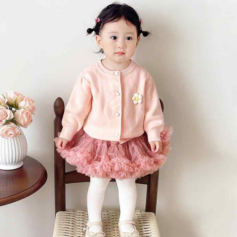 女児 ベビー 幼児向け 秋冬 おしゃれ 上品 かわいい ニット セーター トップス と チュチュスカート ドレス セットアップ 冬物 アウター コート ジャケット 上着