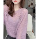個性的な 優しい雰囲気 上品な 高級感 モヘア ニット セーター プルオーバー レディース 女性用 春秋 ゆったり ゆるシルエット リラックスフィット 着痩せ 細見え 若見え エイジレス 上着 トップス
