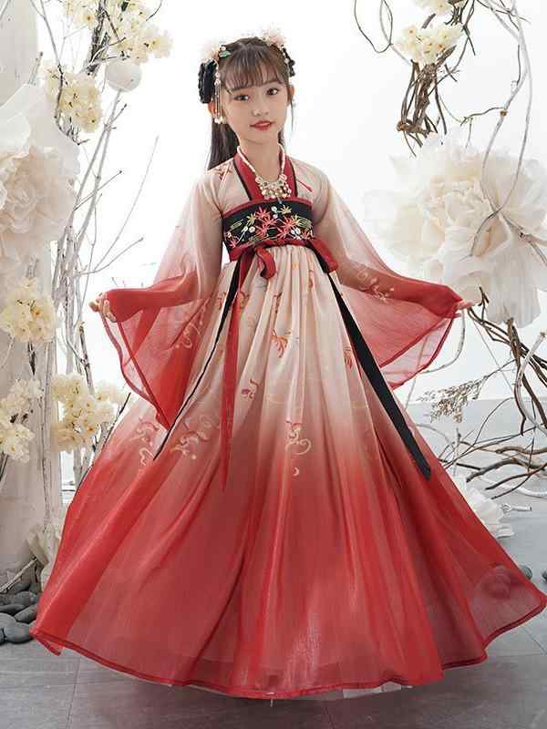 子供向け 漢服 女の子用 宋時代 才女 李清照モチーフ 優雅な中国伝統衣装 古典詩歌 朗読 中国舞踊 発表会 演劇用コスチューム