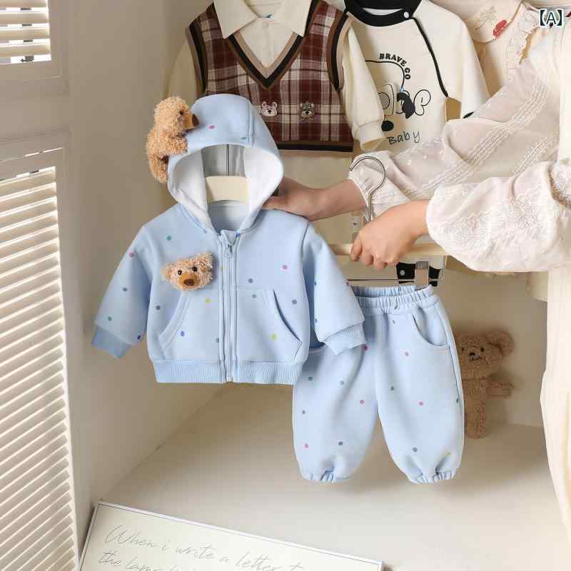 女の子の ための 韓国 風 ツーピース ベビー 服、 おしゃれな スウェットシャツと スウェットパンツの スーツ、 赤ちゃんの 秋の アウトドア スーツ