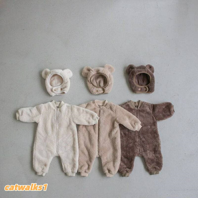 ベビー服 ロンパース 冬 あったか素材 長袖 カバーオール 新生児 乳幼児 子供服 かわいい ジャンプスーツ 着ぐるみ フード付き