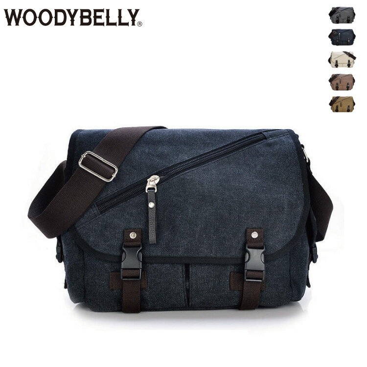 WOODYBELLY ショルダーバッグ メンズ 帆布 キャンバス生地 5ポケット斜め掛け 斜めかけバッグ 大容量 多収納 軽量 軽い a4 通学 通勤 男性 誕生日 父の日 レディース プレゼント 肩掛けバッグ 帆布バッグ 旅行用カバン コットンバッグ 鞄 ブランド