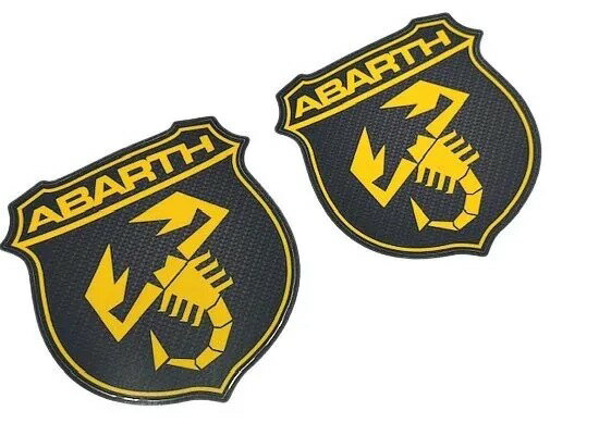 アバルトエンブレム（前後）オーバーレイ　アバルト500/595/695/背景：カーボン柄/イエロー　Ver.2
