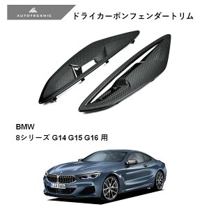 BMW 8シリーズ G14 G15 G16 用 AUTOTECKNIC ドライカーボンフェンダートリム 左右セット　381825オートテクニック 　はめ込み式 プリプレグドライカーボン カーボンファイバー 　カブリオレ クーペ グランクーペ 対応　カスタムパーツ カスタマイズ フェンダー　送料無料