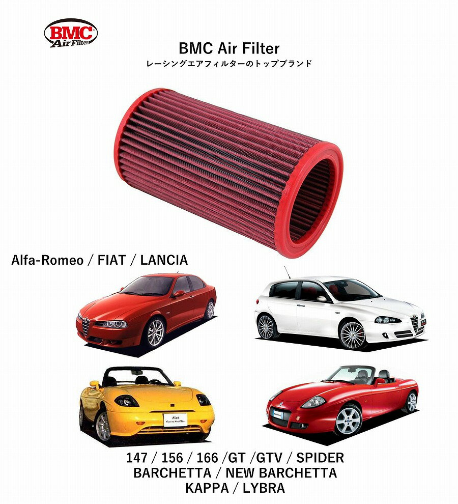 【正規輸入品】【送料無料】 FB154/06 AlfaRomeo 147 / 156 / 166 / GT/ GTV / SPIDER BMC Replacement Filter [4000095]　BMCエアフィルター アルファロメオ / フィアット バルケッタ / ランチア カッパ リブラ 用 アルミニウム製メッシュ 特殊コットン層 出力向上