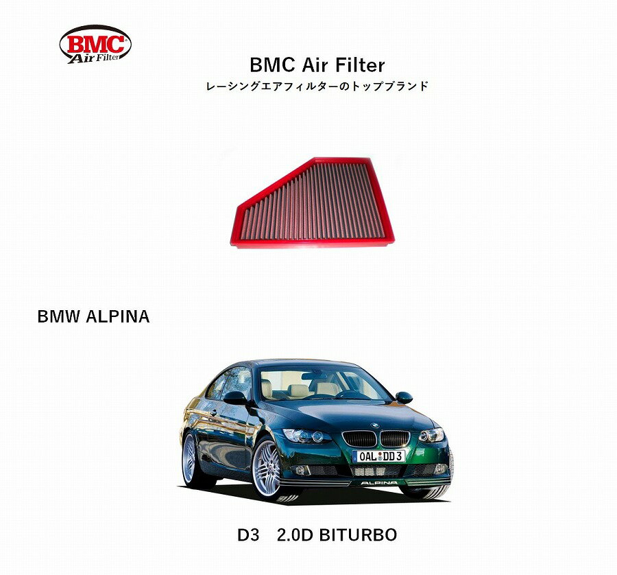 【正規輸入品】 【送料無料】 FB479//20 ALPINA D3 BMC Replacement Filter [4000479]　BMCエアフィルター BMWアルピナ D3ビターボ N47D20A/N47D20C エンジン用 アルミニウム製メッシュ 特殊コットン層 トルクアップ 出力向上