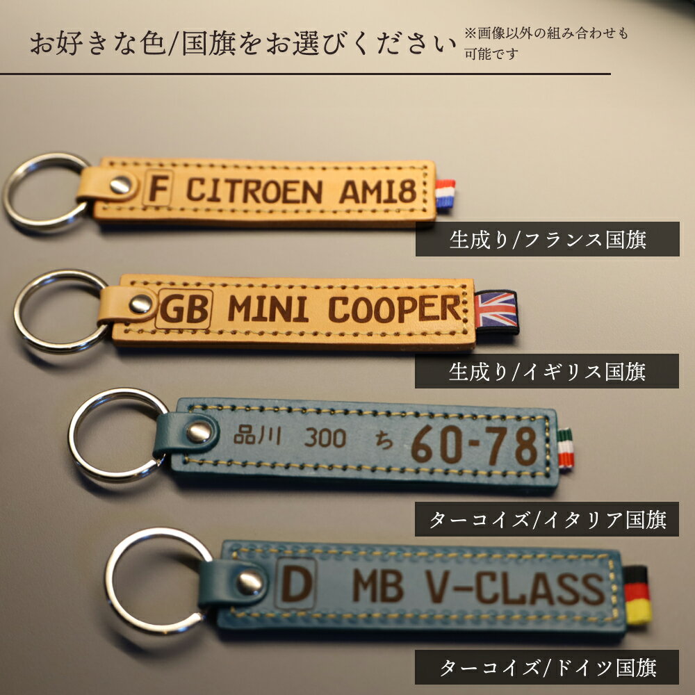 ユーロナンバープレートキーホルダー 本革 名入...の紹介画像2