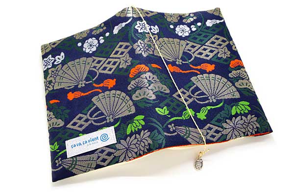 ブックカバー 若松檜扇 布製 和柄 文庫本サイズ