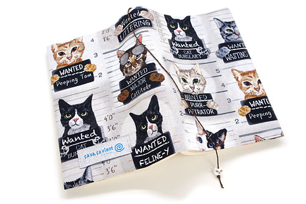 ブックカバー 手配猫 布製 アニマル柄 文庫本サイズ