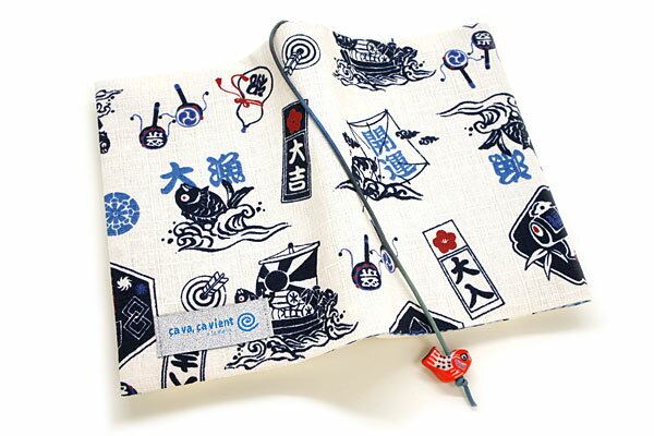 ブックカバー めでたきかな 布製 和柄 文庫本サイズ