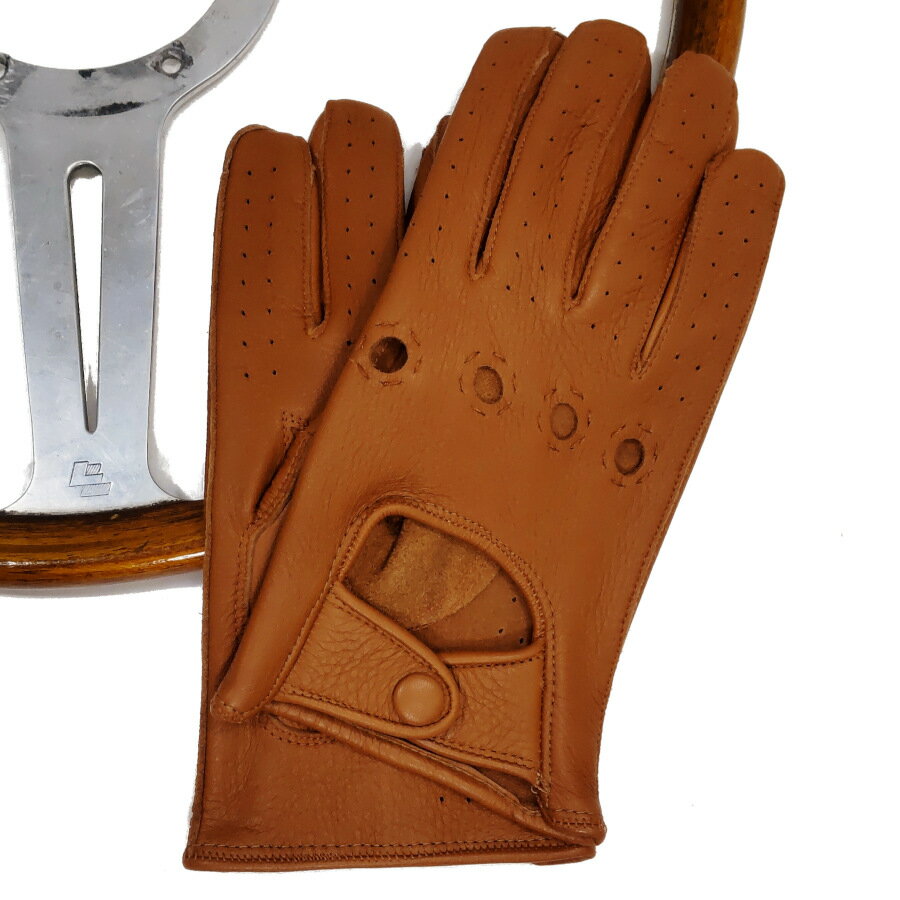 【新入荷】MEROLA GLOVES（メローラ）イタリア製 ドライビング グローブ メンズ ME529004-10 キャメルベージュ 鹿革 手袋 Driving Gloves ハンドメイド ローマ 映画衣装