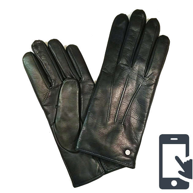 MEROLA GLOVES(メローラ)イタリア製 手袋 メンズ スマホタッチ カシミヤライニング ME829002-89 ネイビーxブラック 羊革 Nappa Leather ハンドメイド ローマ 映画衣装