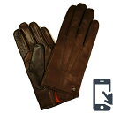 楽天cavalleria 楽天市場店MEROLA GLOVES（メローラ）イタリア製 手袋 メンズ スマホタッチ カシミヤライニング ME929006-77 ブラウンxD.ブラウン 羊革 Nappa Leather ハンドメイド ローマ 映画衣装