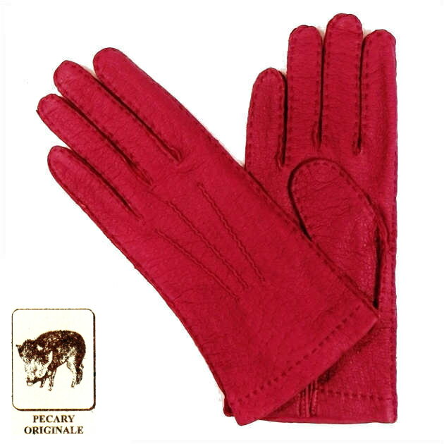 楽天cavalleria 楽天市場店【定番】MEROLA GLOVES（メローラ） イタリア製 ペッカリー 手袋 メンズ ME001-40 レッド Peccary Gloves ハンドメイド ローマ 映画衣装