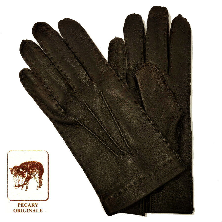 楽天cavalleria 楽天市場店【定番】MEROLA GLOVES（メローラ） イタリア製 ペッカリー 手袋 メンズ ME001-70 ダークブラウン Peccary Gloves ハンドメイド ローマ 映画衣装