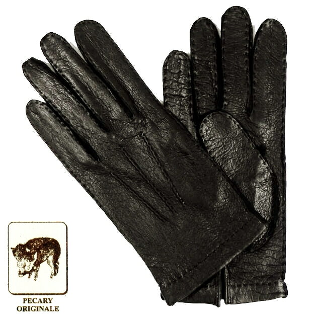 【定番】MEROLA GLOVES(メローラ) イタリア製 ペッカリー 手袋 メンズ ME001-99 ブラック Peccary Gloves ハンドメイド ローマ 映画衣装