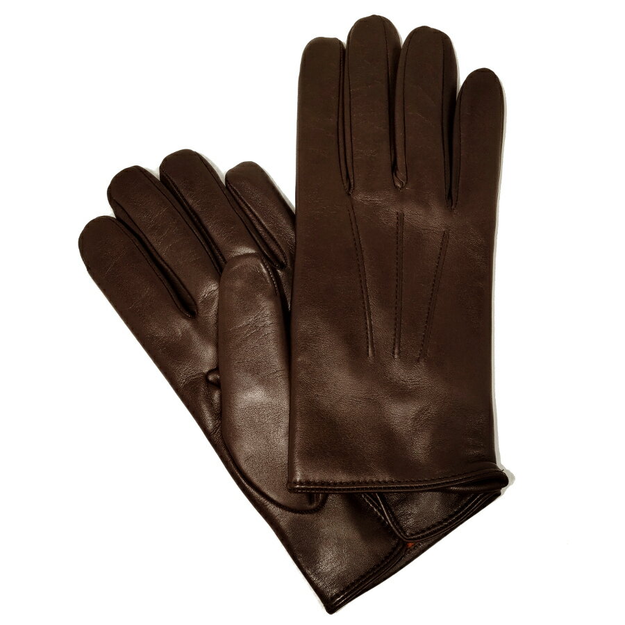 MEROLA GLOVES（メローラ） イタリア製 手袋 メンズ ME002-70 ダークブラウンxカシミヤライニング オレンジ 羊革 Nappa Leather ハンドメイド ローマ 映画衣装