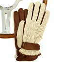 MEROLA GLOVES（メローラ）イタリア製 ドライビング グローブ メンズ ME329001-17 ブラウン 羊革xオフホワイト 綿メッシュ編み カシミヤニットのインナー 手袋 Driving Gloves ハンドメイド ローマ 映画衣装