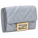 フェンディ 財布（レディース） フェンディ FENDI 8M0395 AAJD F1L1W マイクロFFロゴ エンボス バゲット 三つ折り財布 コンパクトウォレット ライトブルー レディース FF EMBOSSED MICRO TRIFOLD WALLET【r】【新品/未使用/正規品】