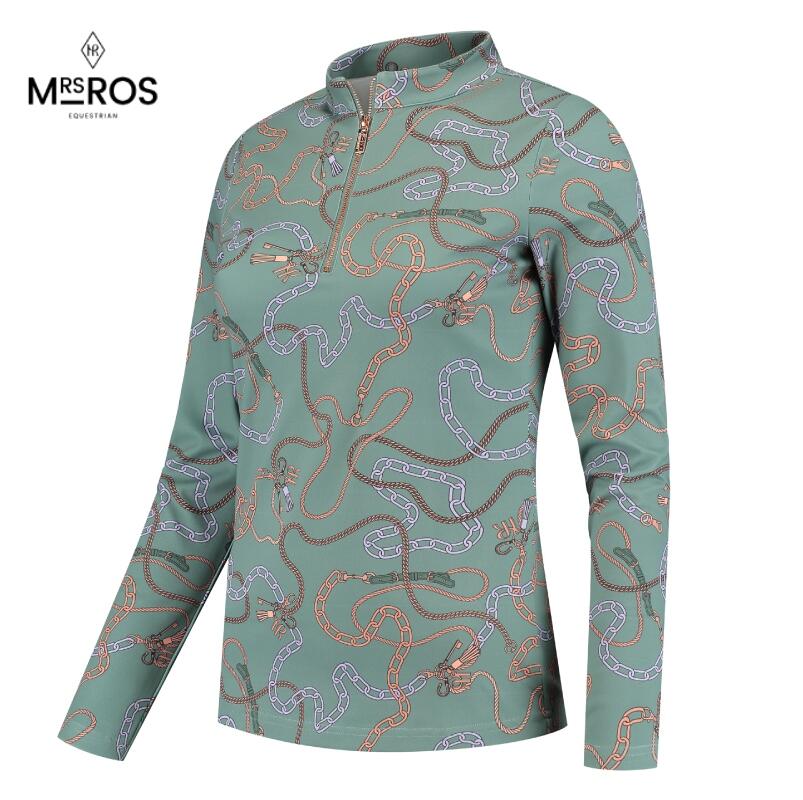 【送料無料】Mrs. Ros ミセスロス チェーン トレーニングトップ 長袖 レディース グリーン 緑 乗馬ファ..