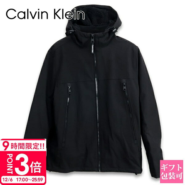 【P3倍】カルバンクライン ジャケット メンズ ブラック Fauxsherpa Lined Soft Shell Hooded Jacket CM105270 フード付き 裏ボア ソフトシェル ブルゾン アウター 2025年新作 秋ジャケット Calvin Klein 正規品 新品 ブランド