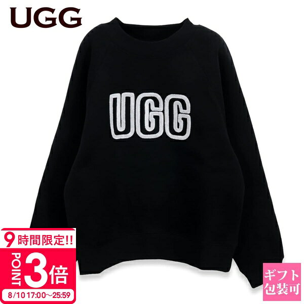 【P3倍】UGG アグ スウェット LOGO CREWNECK 1171477 ブラック レディース トレーナー クルーネック ロゴスウェット プルオーバー 長袖 裏起毛 防寒 カジュアル ブランド 正規品 新品 人気 ギフト