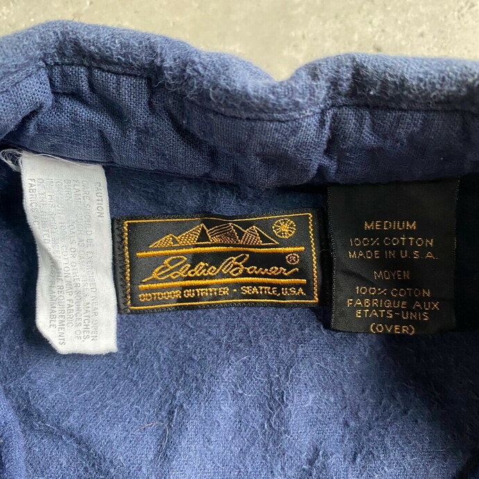 古着 80年代 USA製 Eddie Bauer エディーバウアー 長袖 シャモアクロスシャツ メンズL相当