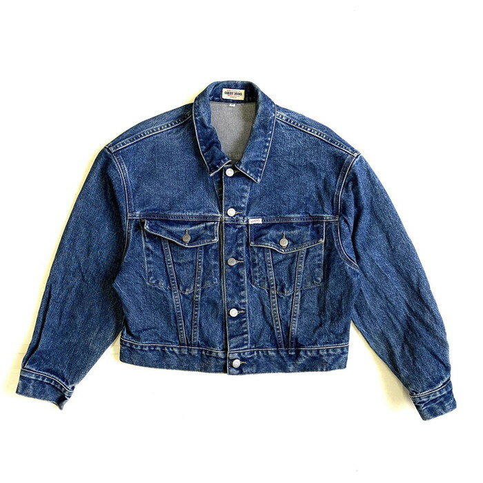 80〜90年代 USA製 GUESS ゲス ショート丈 デニムジャケット メンズM相当 レディース【古着】【中古】のサムネイル