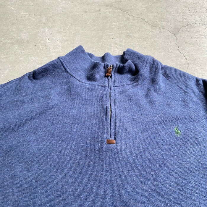 古着 超ビッグサイズ Polo by Ralph Lauren ポロ ラルフローレン ワンポイントロゴ 刺繍 ハーフジップ スウェット メンズ3XL 【古着】【中古】【FS2207】【SS2209】