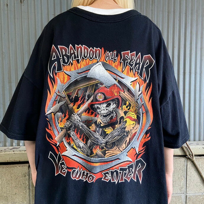 00年代 ABANDON ALL FEAR YE WHO ENTER バックプリントTシャツ メンズ2XL 