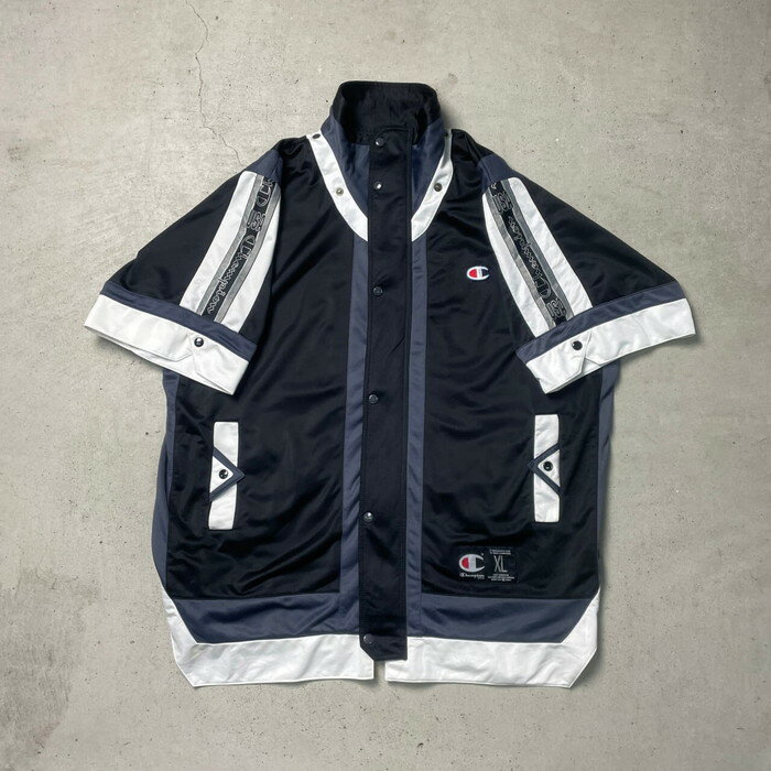 90年代 Champion チャンピオン 半袖 サイドライン ジャージ トラックジャケット メンズ2XL~3XL 古着【中古】