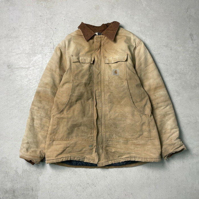 80年代 USA製 Carhartt カーハート ダック地 トラディショナルコート フード付き キルティングライナー メンズ2XL-3XL相当