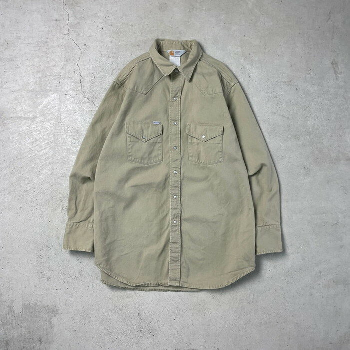 80年代 Carhartt カーハート ダック地 長袖 ワークシャツ メンズ2XL相当