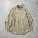 ■90年代 Ralph Lauren ラルフローレン BLAKE ボタンダウン 長袖シャツ メンズ2XL相当 古着 90s ヴィンテージ VINTAGE ベージュ キャメルブラウン ビッグサイズ 大きいサイズ【長袖シャツ】/ベージュ 【ブランド】Ralph Lauren 【サイズ】　表記 　XL（着用感メンズ2XL相当） ※計測値をご確認ください 着丈…88 身幅…74 肩幅…57 袖丈…63 【素材】コットン100% 【生産国】フィリピン製 【状態】胸付近にシミ、袖に小さな汚れが御座います。 画像にてご確認ください。 【c240308131】 ※古着は洗濯、検品などのケアを行っております。（新品・デッドストックは洗濯していません。） ※モニターの発色により実物と異なる場合がございます。予めご了承ください。 ※ 海外直輸入USED品になります。cave古着屋では、ヴィンテージ商品や、今後も長く愛される未来のヴィンテージであるグッドレギュラーを中心に、メンズ・レディース・キッズ問わず、幅広い古着を取り扱っています。商品は全て洗濯をしてから出品しています。