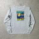 80年代 USA製 Sportswear HAMPTON BAY ロングTシャツ ロンT プリント 袖プリ アート メンズM 古着