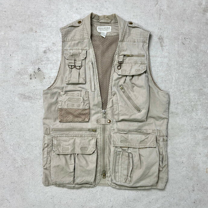 80年代 BANANA REPUBLIC バナナリパブリック バナリパ 多ポケット サファリベスト メンズS 古着【中古】【SS2412】