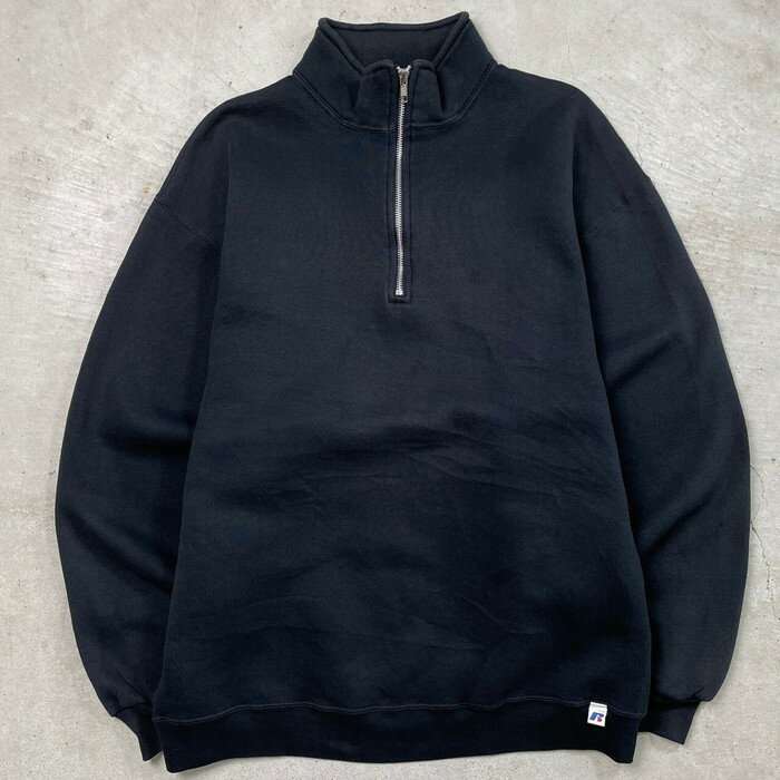 RUSSELL ATHLETIC ラッセル アスレチックス ハーフジップ ブランクスウェットシャツ メンズM~L相当 古着【中古】