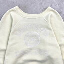 60年代 LONGWOOD カレッジプリント ラグランスウェット 脇下ガゼット 3段 メンズM相当 古着【中古】