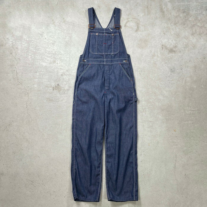 60~70年代 unknown オーバーオール デニム地 メンズW30相当 古着【中古】