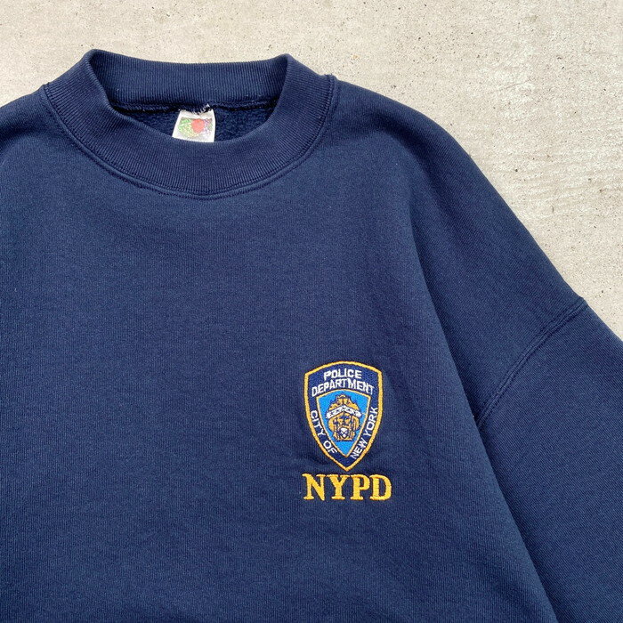 00年代 NYPD 企業ロゴ刺繍 スウェットシャツ メンズXL 古着【中古】【AS2509】(4)