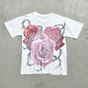 90年代 IN MEMORIUM Jerry Garcia ジェリー・ガルシア 追悼 アーティスト バンドTシャツ バンT 薔薇 バラ メンズL-XL相当 古着...
