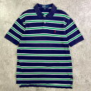 90年代 Polo by Ralph Lauren ポロバイラルフローレン ボーダーポロシャツ 鹿の子 メンズL 古着【中古】【SS30】