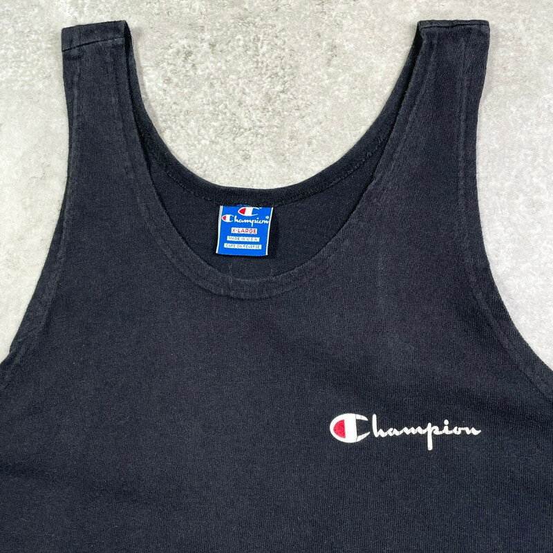 90年代 USA製 Champion チャンピオン タンクトップ ワンポイントロゴプリント メンズXL 古着【中古】【AS2509】
