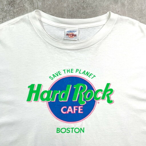 90年代 USA製 HARD ROCK CAFE BOSTON ハードロックカフェ 短丈 企業ロゴプリントTシャツ メンズ2XL相当 レディース 古着【中古】 90年代 USA製 HARD ROCK CAFE BOSTON ハードロックカフェ 短丈 企業ロゴプリントTシャツ メンズ2XL相当 レディース 古着【中古】