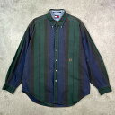 90年代 TOMMY HILFIGER トミーヒルフィガー 長袖 ボタンダウン ストライプシャツ メンズXL相当 古着【中古】