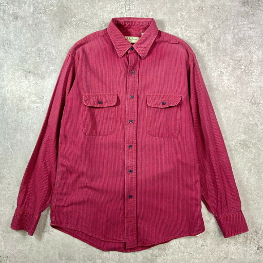 80年代 USA製 L.L.Bean エルエルビーン ストライプシャツ メンズM 古着【中古】 80年代 USA製 L.L.Bean エルエルビーン ストライプシャツ メンズM 古着【中古】