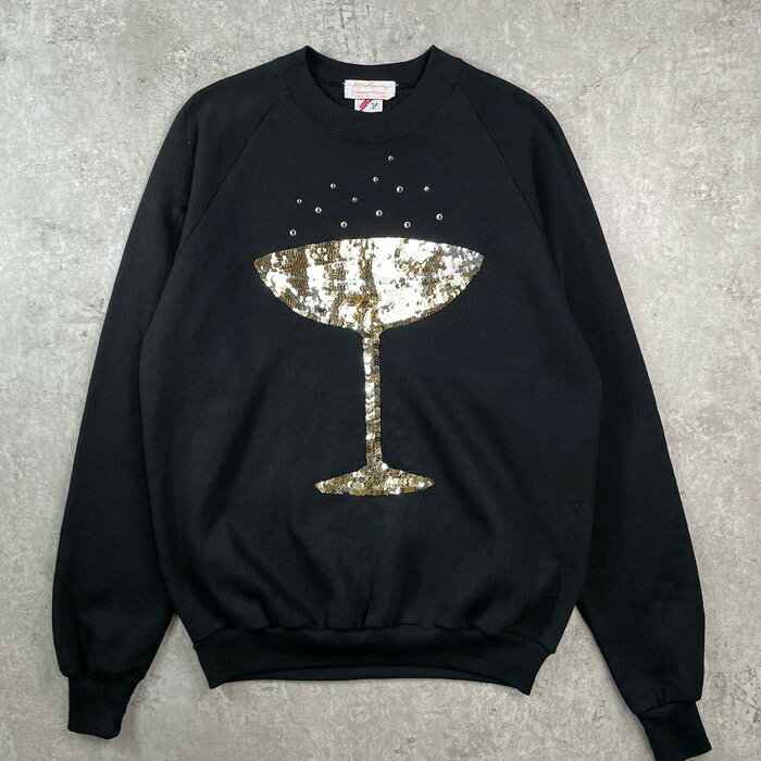 80年代 USA製 JERZEES スパンコールアート スウェットシャツ メンズL レディース 古着【中古】