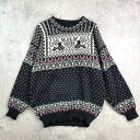 90年代 ノルウェー製 DALE OF NORWAY ノルディック柄 バーズアイ チロル ウールニットセーター メンズL レディース 古着【中古】