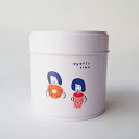 かわいい缶 茶筒 ホワイト コルン缶 内蓋付 おかっぱ φ8.2cm×h8.2cm オリジナル柄 かわいい 日本製